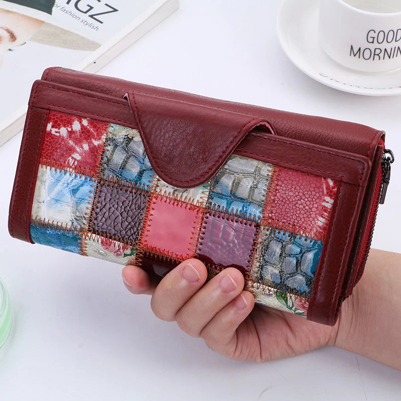 Women's Leather Clutch Wallet Phone Money Bag