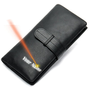 Men's Leather Zipper Wallet Business Money Bag 6018