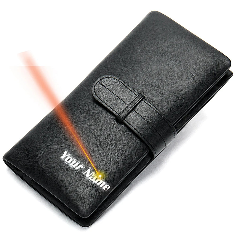 Men's Leather Zipper Wallet Business Money Bag 6018