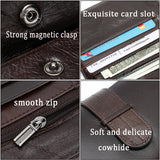 Men's Leather Zipper Wallet Business Money Bag 6018