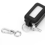 Carbon Fiber Textured Leather Key Holder Double Zipper Keychain Wallet