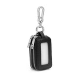 Carbon Fiber Textured Leather Key Holder Double Zipper Keychain Wallet