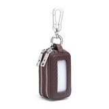 Carbon Fiber Textured Leather Key Holder Double Zipper Keychain Wallet