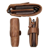 Crazy Horse Leather Anti RFID Men Zipper Short Wallets
