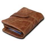 Crazy Horse Leather Anti RFID Men Zipper Short Wallets