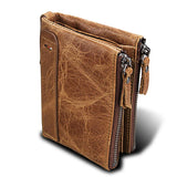 Crazy Horse Leather Short Wallet Anti RFID High Capacity Mens Wallet