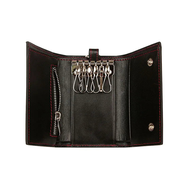 Leather Carbon Fiber RFID Key Holder Organizer Pouch Key Wallets