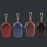 Leather Vintage Zipper Key Wallets Men Women Small Housekeeper Holder
