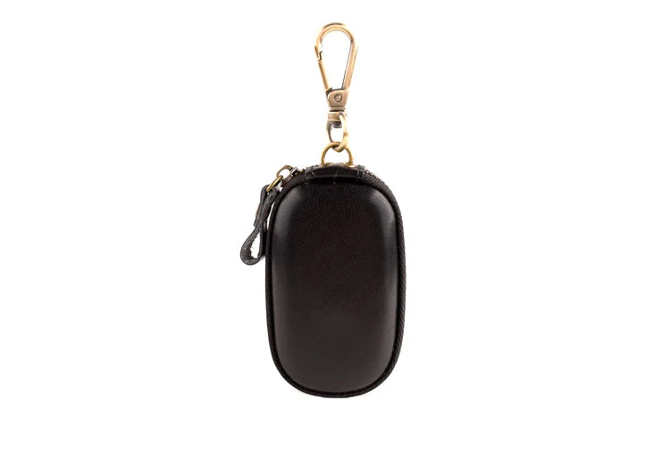 Leather Vintage Zipper Key Wallets Men Women Small Housekeeper Holder