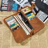 Leather Men Clutch Wallets Tiger/Dragon Pattern Crazy Horse Cow Leather Men Chai