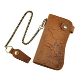 Leather Men Clutch Wallets Tiger/Dragon Pattern Crazy Horse Cow Leather Men Chai