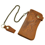 Leather Men Clutch Wallets Tiger/Dragon Pattern Crazy Horse Cow Leather Men Chai