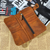 Leather Men Clutch Wallets Tiger/Dragon Pattern Crazy Horse Cow Leather Men Chai