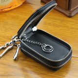 Double Zipper Leather Car Key Wallets Key Holder Keychain
