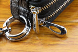 Double Zipper Leather Car Key Wallets Key Holder Keychain