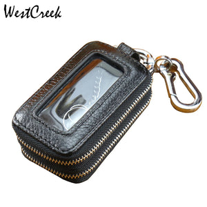 Double Zipper Leather Car Key Wallets Key Holder Keychain