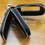 Double Zipper Leather Car Key Wallets Key Holder Keychain