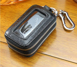 Double Zipper Leather Car Key Wallets Key Holder Keychain