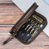 Leather Retro Key Wallets Zipper Car Key Coins Organizer Case