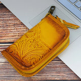 Leather Retro Key Wallets Zipper Car Key Coins Organizer Case