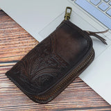 Leather Retro Key Wallets Zipper Car Key Coins Organizer Case