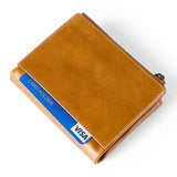 Men Double Zipper Wallets Retro Oil Wax Leather Purse