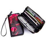 Hand Painted Flower Womens Wallets RFID Long Wallet