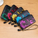 Hand Painted Flower Womens Wallets RFID Long Wallet