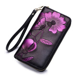Hand Painted Flower Womens Wallets RFID Long Wallet
