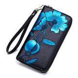 Hand Painted Flower Womens Wallets RFID Long Wallet