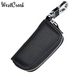 Leather Car Key Wallet Zipper Key Holder Organizer