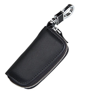 Leather Car Key Wallet Zipper Key Holder Organizer