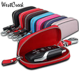 Leather Car Key Wallet Zipper Key Holder Organizer