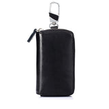 Oil Wax Leather Car Key Smart Wallet Zipper Key Holder Organizer