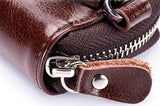 Oil Wax Leather Car Key Smart Wallet Zipper Key Holder Organizer