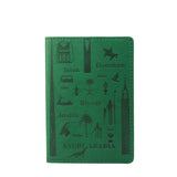 City Pattern Passport Holder Green PU Leather