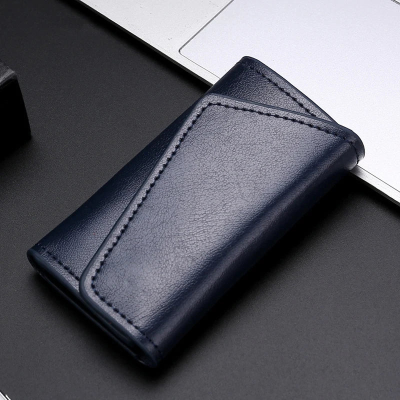 Soft Leather Minimalist Key Holder Vintage Housekeeper Keychain Wallet