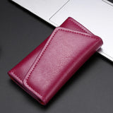 Soft Leather Minimalist Key Holder Vintage Housekeeper Keychain Wallet