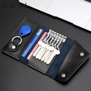 Soft Leather Minimalist Key Holder Vintage Housekeeper Keychain Wallet
