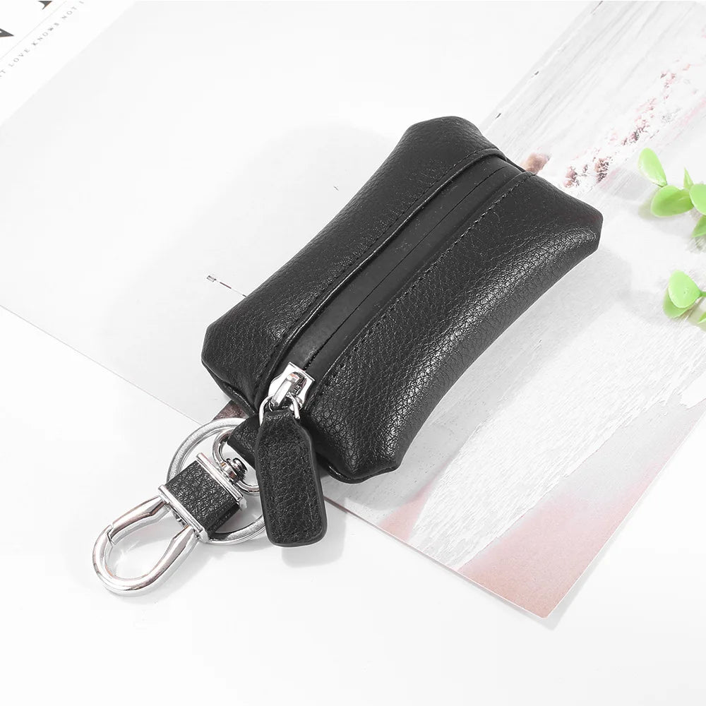 Soft Leather Waterproof Key Wallets Men Women Vintage Keychain