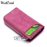 Vintage Oil Wax Leather Car Key Wallet with Zipper Organizer