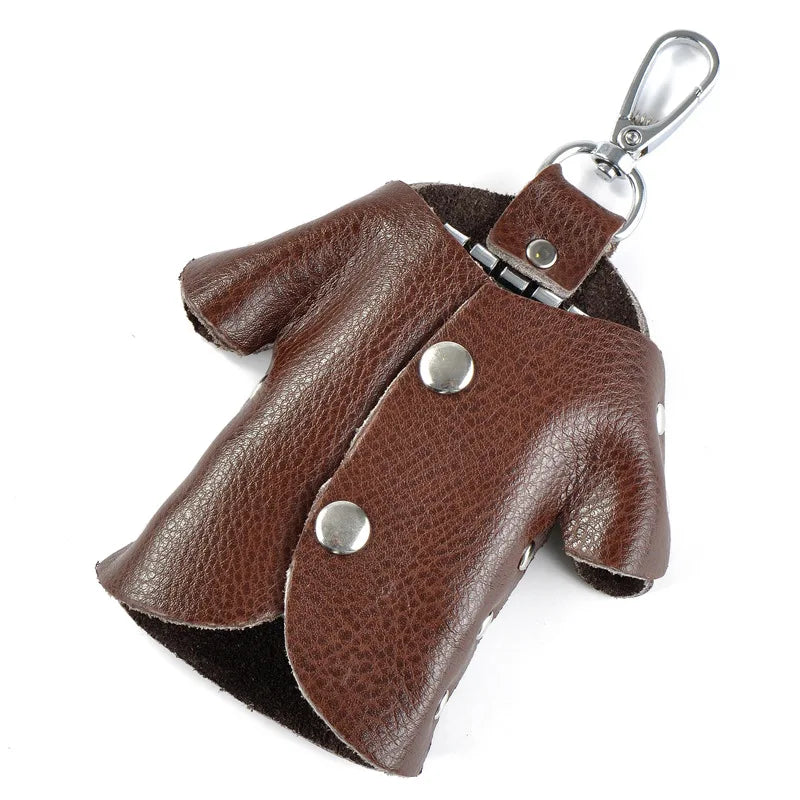 Split Leather Buckle Small Key Wallet Holder Case Key Clip Storage Bag