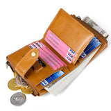 RFID Blocking Men's Leather Wallet with Zipper Coin Pocket