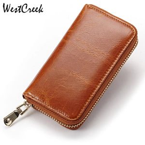 Vintage Leather Clutch Small Key Wallet with Card Purse