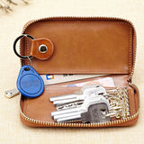 Vintage Leather Clutch Small Key Wallet with Card Purse