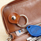 Vintage Leather Clutch Small Key Wallet with Card Purse