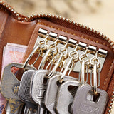 Vintage Leather Clutch Small Key Wallet with Card Purse