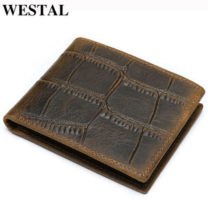 WETSAL Men's Leather Bifold Slim Wallet Short Money Bag