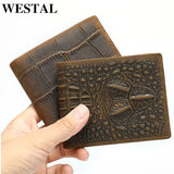 WETSAL Men's Leather Bifold Slim Wallet Short Money Bag