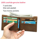 WETSAL Men's Leather Bifold Slim Wallet Short Money Bag